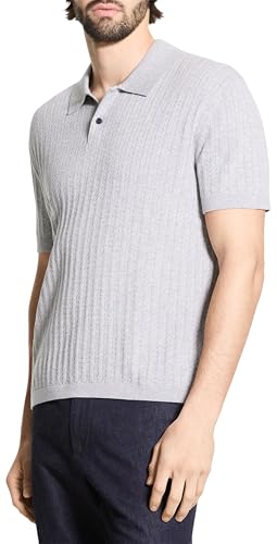Theory Men's Short Sleeve Cable Polo in Eco Breach3