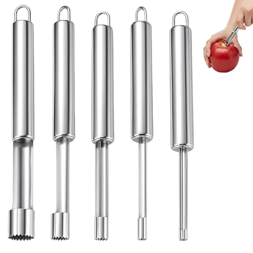 Apple Corer Remover Set, 5-Piece Stainless Steel Fruit Corer Tools with Ergonomic Handles, Pineapple Cutter Slicer and Corers for Kitchen, Baking, Healthy Meal Prep, 20 Cm Length