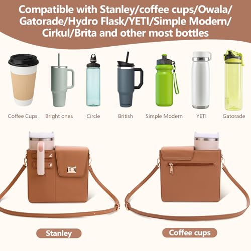 Image of Asaint Stanley Cup Purse Crossbody Bag for 40oz Tumbler with Handle, Water Bottle Purse Pocket Adjustable Strap