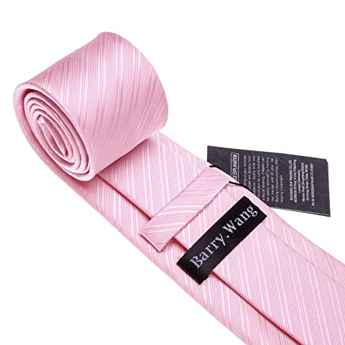 Image of Barry.Wang Tie Sets for Men Silk Stripe Necktie Woven Checkered Handkerchief Cufflinks Formal Business Wedding