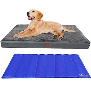 VOUNOT Cama Perro Ortopédica con Alfombrilla Refrescante de Gel, Colchón Mascotas Cojines para Perros Espuma con Memoria Funda Extraíble Lavable, 115x81x9cm