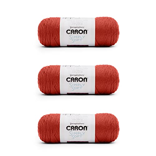 Image of Caron Simply Soft Persimmon Yarn - 3 Pack of 170g /6oz - Acrylic - 4 Medium (Worsted) - 315 Yards - Knitting /Crochet