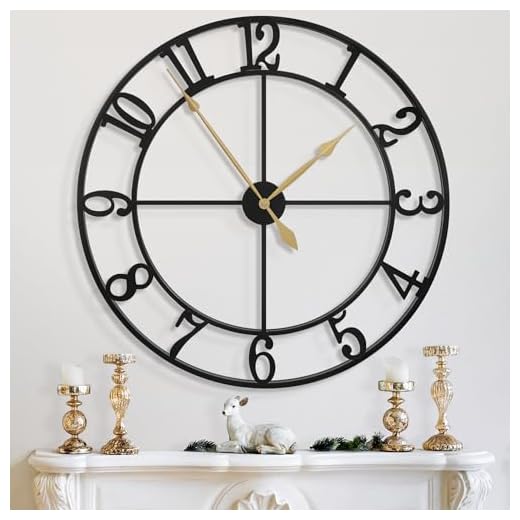 LEIKE 40 Inch Extra Large Wall Clock, Decorative Oversized Arabic Numerals Battery Operated Black Metal Wall Clocks for Living Room,Kitchen,Office, Farmhouse,Entrance Decor