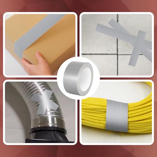 Image of Duct Tape, 12 Roll Silver Tape, Multi Packing Tape, 30 Yards x 2 Inch Grey Tape, Heavy Duty Waterproof Duct Tape, Tear by Hand and No Residue, Bulk for Home Use, Repairs and Office Supplies