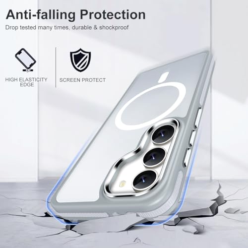 Image of MALEWOLF Case for Samsung Galaxy S23 Plus, Compatible with Magsafe, Magnetic Case with Anti-Slip Edge, Shockproof Translucent Color Match Phone Cover for Galaxy S23 Plus 5G (Grey /White)