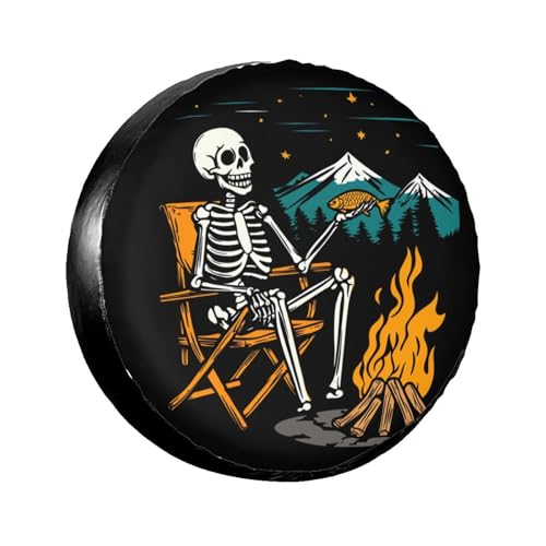 Image of Happy Skeleton Campers Spare Tire Cover-Cute Funny Waterproof Universal Spare Wheel Tire Covers Fit for Rv SUV Truck Camper Travel Trailer Accessories,15 inch