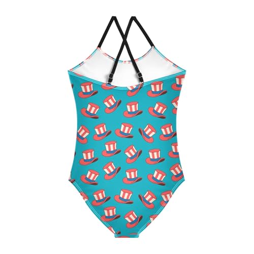 senya Girls Swimsuits One-Piece Swimwear Tie Bathing Suit Beach Summer Round Neck 7-8T Hat Pattern2