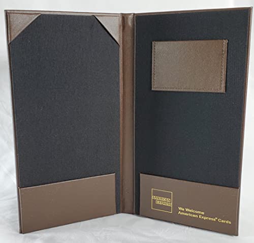 American Express Premium Restaurant Large Hard Cover-Brown Gold- Double Panel Guest Check Presenters (10) image 3