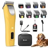 FuzzyFix Professional Dog Clippers for Grooming, 2 Speed Pet Grooming Kit for Thick Curly Matted Coats, Low Noise Heavy Duty Cordless Hair Trimmer with Detachable Metal Blade