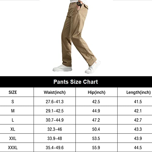 Wzikai Mens Cargo Pants,Elastic Waist Sweatpants For Men Casual Long Trousers Light Jogger Pants Khaki L #TOP6