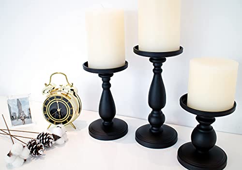 Set Of 3 Matte Black, Pillar , Decorative Candle Holdersset For Wedding Decor, Dining Table Centerpieces #TOP4