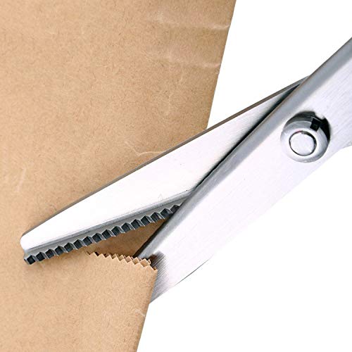 Image of BlueSnail Stainless Steel Pinking Shears Comfort Grip Handled Professional Fabric Crafts Dressmaking Zig Zag Cut Scissors Sewing Scissors (Serrated, Orange)