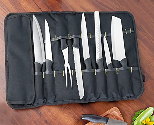 Senvitate Knife Roll, Chef's Knife Bag, 22 Knife Slots For Knives And Kitchen Utensils,Durable Knife Storage Case With Handle, Knife Carrier Perfect For The Traveling Chef (Blue) #TOP1