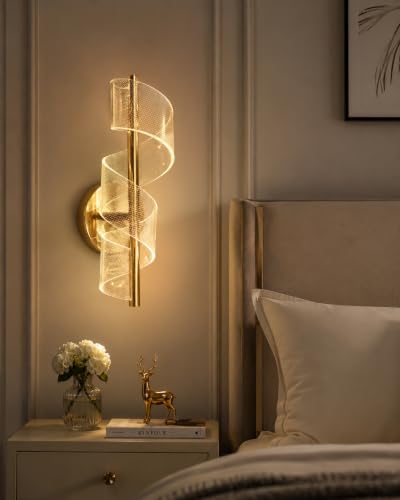 Image of FILLISKA Luxurious Acrylic Crystal Wall Lamp with Adjustable Colour Changing Function, Elegant Finish (FrenchGold Twister-3022)