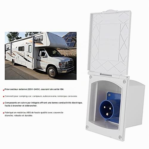 Prise Caravane 220v Extérieure, Dioche 220V‑240V 16A Prise de Courant étanche Externe 3Pin Flush Femelle Prise de Courant pour RV Camping-Car Remorque Caravane