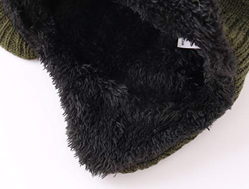 Home Prefer Toddler Boys Winter Hat Fuzzy Fleece Knitted Beanie Hat With Visor Earflaps Hat 2-4T Army Green #TOP6