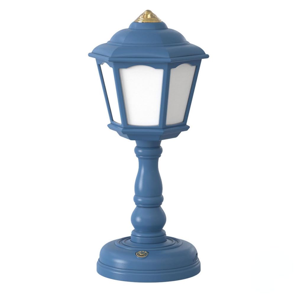 Anso Blue Retro Led Desk Lamp Usb Charging Table Lamp Bedside Room Mini Light 3-Colors Dimmable (Blue)