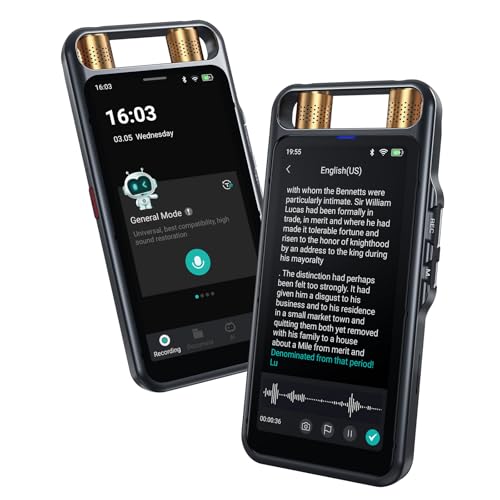 AI Voice Recorder with Playback, Digital Voice Recorder with Transcription to Text, Summary, Translation, Full Touchscreen Recorder Device for Meetings, Lectures, Interviews with 64GB Card