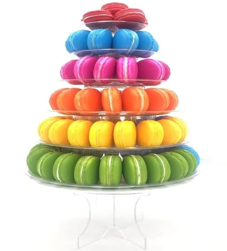 Cheerico 6 Tier Round Macaron Tower Macaron Stand to Hold 90 Macarons with Acrylic Riser Legs Clear MCR-STAND 0