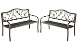 MFSTUDIO Outdoor Metal Bench Set of 2, 50' Outdoor Garden Bench, Patio Metal...