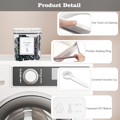 Support dosettes de lavage et perles de parfum avec récipient lessive transparent 2L - 5