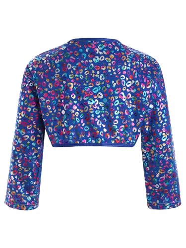 easyforever Kids Girls Boys Metallic Leopard Long Sleeve Crop Cardigan Shrug Tops for Cheerleading Dance Performance2