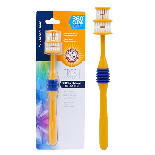 Arm & Hammer for Pets Fresh Spectrum 360 Degree Dog Toothbrush for Large Dogs | Dog Toothbrush Bristles Help Break Down Plaque and Tartars for Adult Dogs, Molars, Incisors, and All Teeth, White