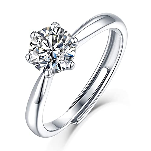 Blouroos Moissanite Rings For Women Engagement Wedding Band 0.5 Carats 18K White Gold Plated 925 Sterling Silver Lab Created Simulated Round Diamond Ring Promise Wedding Hypoallergenic Nickel Free #TOP5