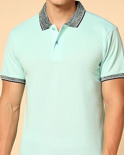 Image of INKKR Men's Solid Polo Collared Neck T-Shirt Combo (Black,L.Green)-XL