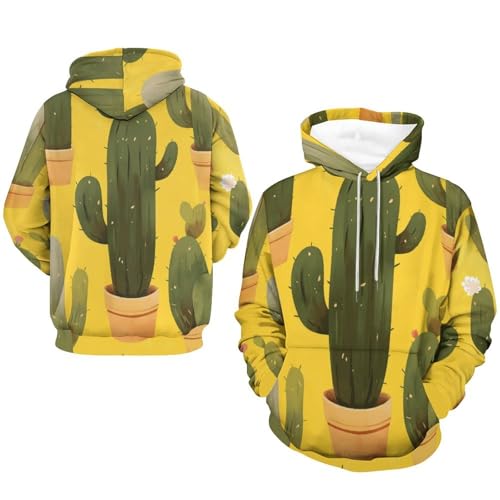 Sweat à capuche cactus vert imprimé dessin animé style pullover unisexe taille S - 7