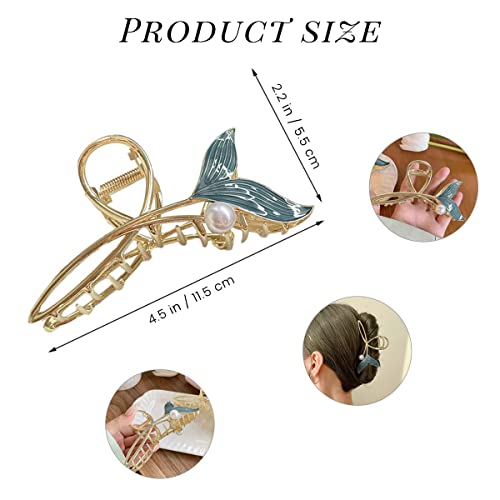 Image of PALAY Hair Claw Clip for Women Large Stylish Mermaid Pearl Hair Clip Clutcher Ladies Non-Slip Metal Hair Jaw Clips, Strong Hold Elegant Bun Hair Styling Clamp Hair Accessories Gift