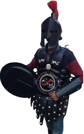 Elmo Spartan Re Leonida 300 - Medievale In Acciaio, Con Piuma Nera, Costume Halloween, Taglia Unica - Foto 3