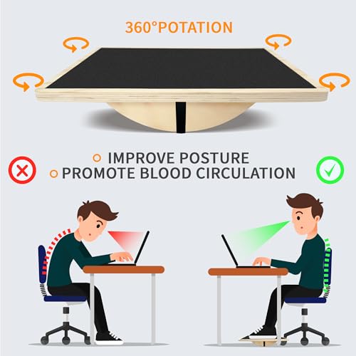 Balance Board Professional Wobble Board for Adults Anti-Slip for Physical Therapy Standing Desk Core Strength Wooden Rocker Board(350LBS) - Image 5