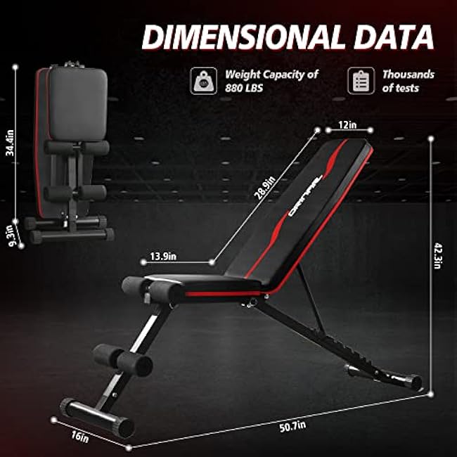 Weight Bench Press, Adjustable Workout Bench for Home Gym, Incline Decline Strength Training