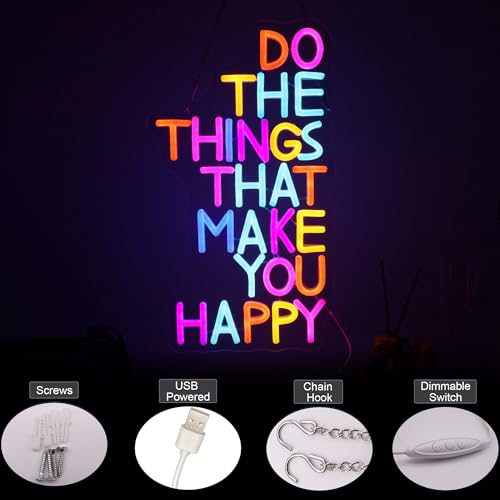 Image of Do The Things That Make You Happy Neon Sign For Classroom Decor LED Classroom Lighting Wall Art Decor Holiday Birthday Gift