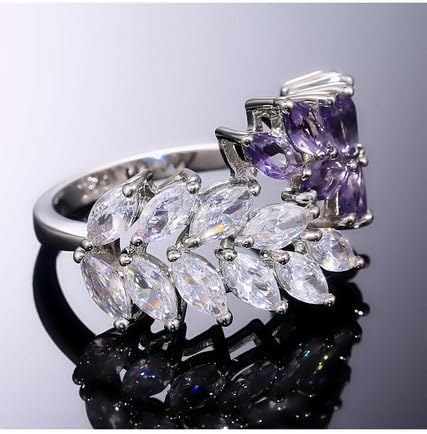 Yash Diam Jewel 3 CT Marquise Cut Created Blue Tanzanite and White Diamond Bypass Prong Set Wedding Engagement Ring In 14K White Gold Plated 925 Seterling Silver