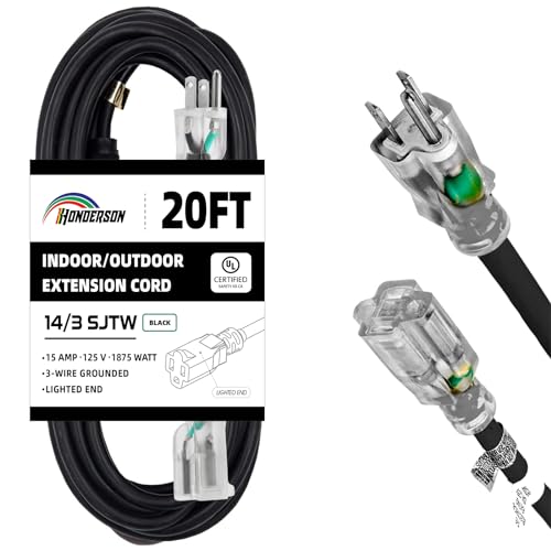 HONDERSON Black Extension Cord with Light
