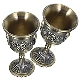 DIYEAH 2 piezas Conjunto de Copas de Vino Metálicas con Diseño Vintage de Patrón Elegante Delicadas y Decorativas para Banquetes Bodas y Decoración del Hogar