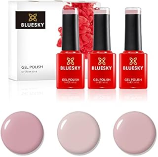 Bluesky Gel Nail Polish Set, Nudes, Nude Sunday ND19, Latte CS27, QXG312 Blindfold, 3 x 5 ml, Nude, Pink, Pastel (Requires Curing Under UV or LED Lamp)