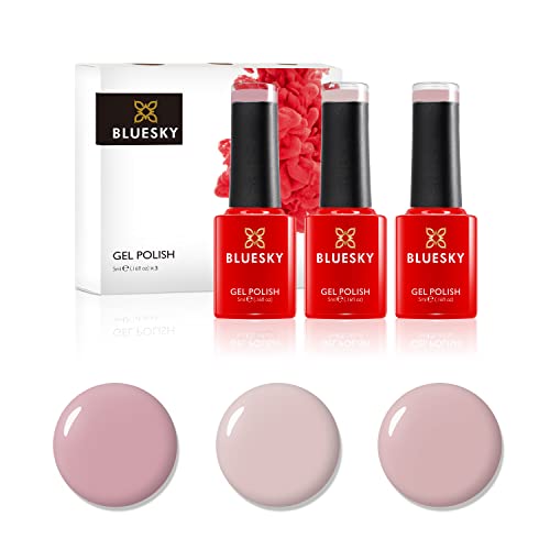 BLUESKY Gel Polish, Miniature Set of Gel Polish, 3 Gel Nail Colours, Nude Collection (Requires curing under UV/LED Lamp), Nudes, 5 ml (Pack of 3)