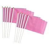 50 Pack Pink Stick Flags, Hand Held Small Pink Flags On Stick,Perfect Decorations Themed Party,Sports Clubs,Festival Events,Garden,Golf Course,Playground,Flower Pot
