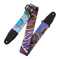 2”-Wide Polyester Guitar Strap with Donuts Motif Incredibly Strong, Lightweight One-Ply Polyester Construction Pin Hole Stitching on Genuine Leather Ends Prevents Stretching Hand-Crafted in Nova Scotia, Canada 65” Max Length with Tri-Glide Sliding Ad...