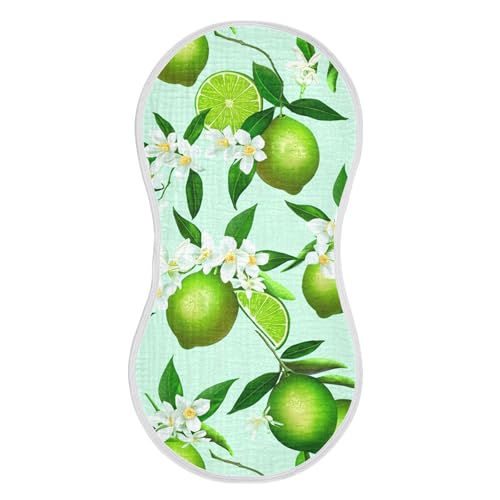 xigua Green Limes Baby Burp Cloths for Newborn Boys and Girls 4 Pack, Soft & Absorbent Cotton Baby Burp Cloth, Baby Washcloths, Newborn Towel, Burp Rags