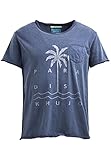 khujo t shirt männer Leichter Vintage-Style Khujo T-Shirt TREE, Pacific Blue (M, Pacific Blue)
