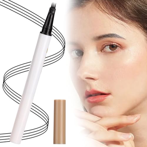 Lápiz de cejas impermeable de 4 tenedores, secado rápido, resistente al sudor, a prueba de manchas para maquillaje de larga duración (Honey Brown)