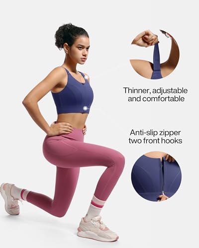 Image of Adjustable High Impact Sports Bras for Women Zip Front Full Coverage and Lift Padded Compression Tops