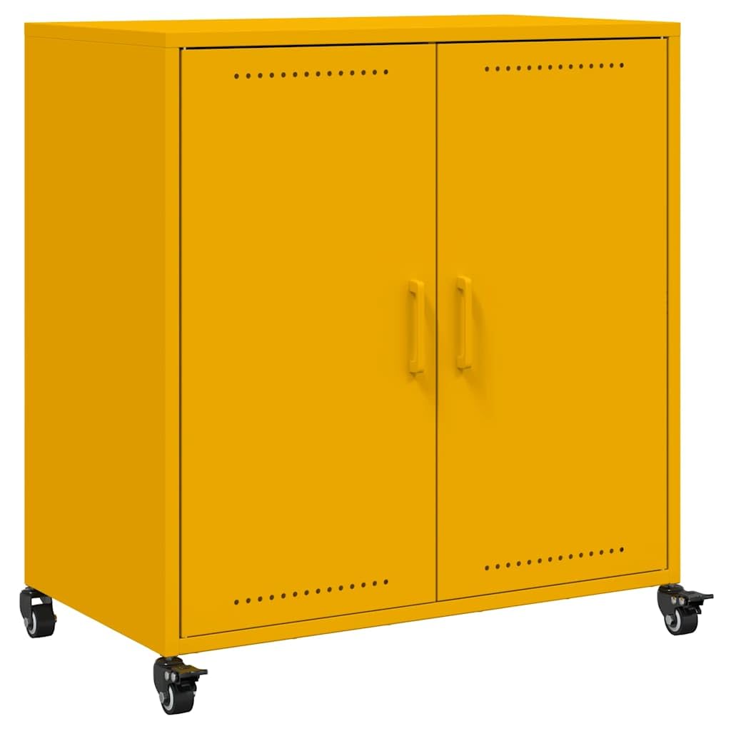 Vidaxl Sideboard Storage Cupboard Side Cabinet Highboard Mustard Yellow Steel