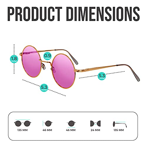 Image of Retro Round Sunglasses Small Colored Lens Hippie Glasses