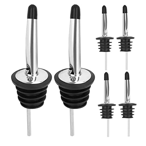 Image of Pafusen 6 Pack Liquor Bottle Pourers, Liquor Pour Spout for Liquor Bottles, Stainless Steel Olive oil Dispenser Spout, Alcohol Pourer Spouts Dust Caps Covers, Sliver