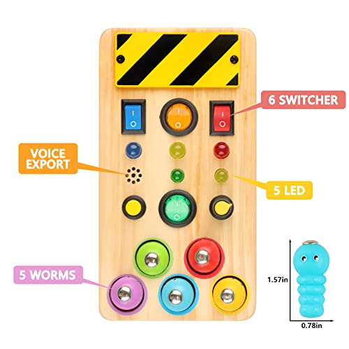 Ouriky Montessori Busy Board Toddler Toys, Sensory Toys For Toddlers 1-3 Wooden Toys With Led Lights, Sounds And Fishing Game, Educational Learning Fidget Toys Gift For Boys Girls Age 1-2 2-4 #TOP1